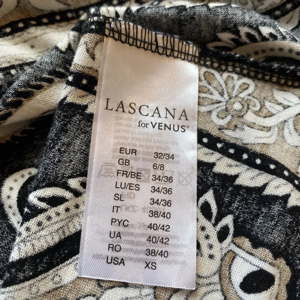 LASCANA for Venus Cold-shoulder Mini Dress Black Paisley XS - Picture 9 of 11